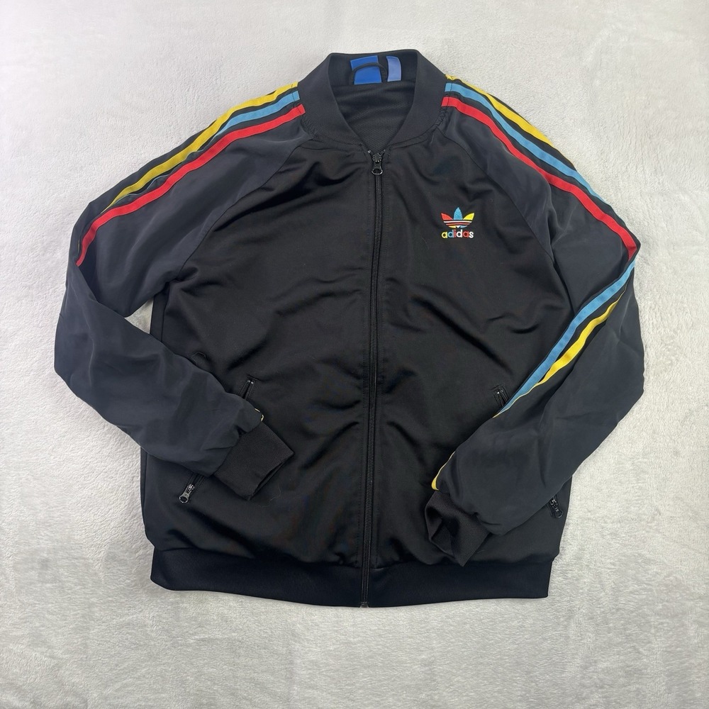 Adidas Adicolor Black Full Zip Long Sleeve Track Jacket Activewear Women's Large